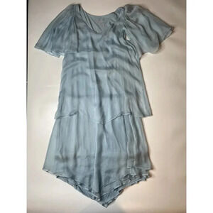 Soft Surroundings Women’s Small Light Blue Tiered Ruffle Asymmetrical Dress